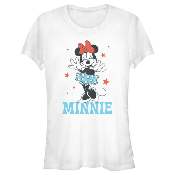 Junior's Minnie Mouse Retro Starry Distressed Portrait  Graphic T-Shirt