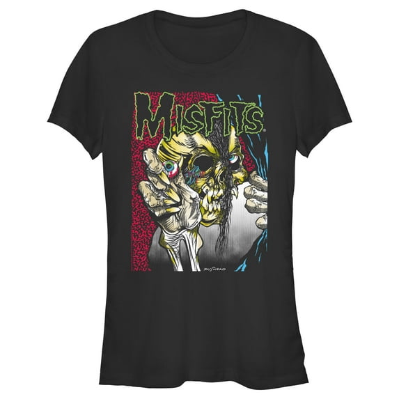 Junior's Misfits Colorful Eye Skull Poster Graphic Tee Black Small