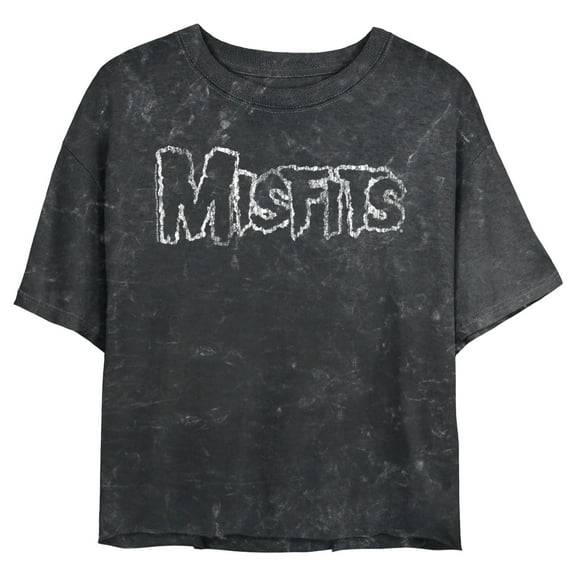 Junior's Misfits Distressed Logo Graphic Crop T-Shirt Black 2X Large