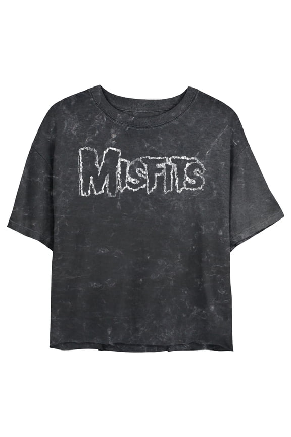 Junior's Misfits Distressed Logo Graphic Crop T-Shirt Black 2X Large