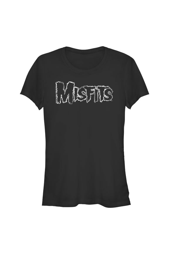Junior's Misfits Distressed Logo Graphic Tee Black Large