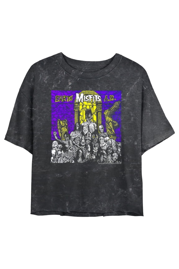 Junior's Misfits Earth A.D. Graphic Crop T-Shirt Black 2X Large