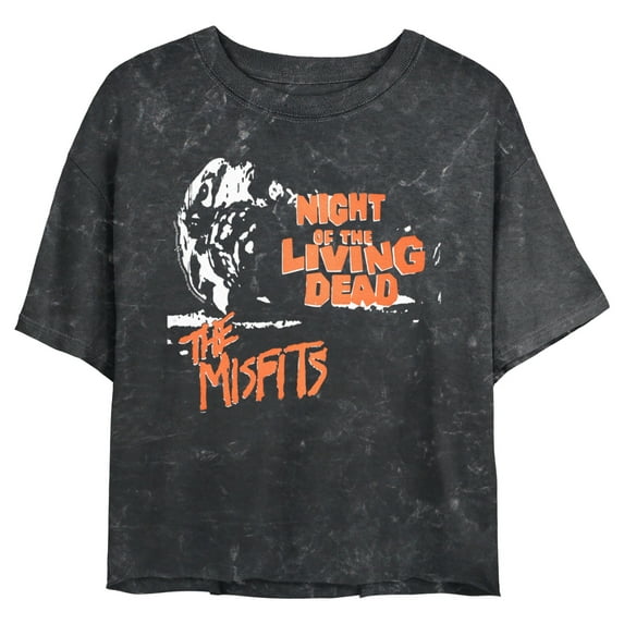 Junior's Misfits Night of the Living Dead Graphic Crop T-Shirt Black X Large