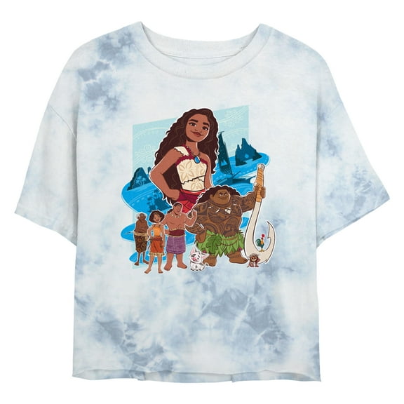 Junior's Moana 2 Crew Ocean Portrait Graphic Crop T-Shirt