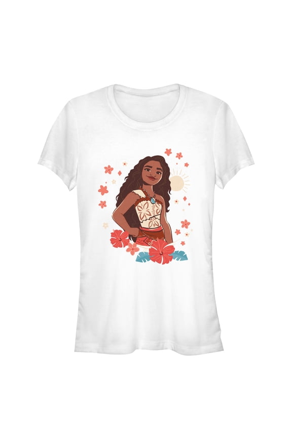 Junior's Moana 2 Floral Portrait  Graphic T-Shirt