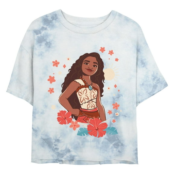 Junior's Moana 2 Floral Portrait Moana Graphic Crop T-Shirt