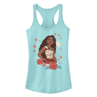 Junior's Moana 2 Floral Portrait  Racerback Tank Top