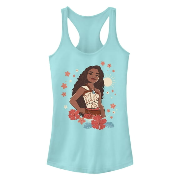 Junior's Moana 2 Floral Portrait Racerback Tank Top