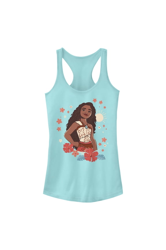 Junior's Moana 2 Floral Portrait Racerback Tank Top