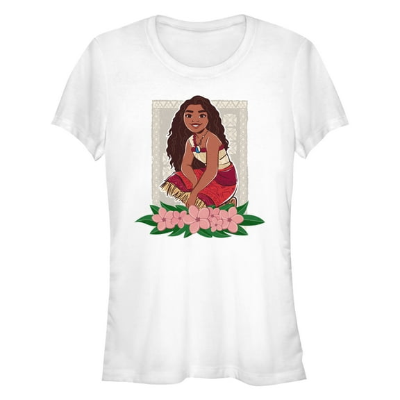 Junior's Moana 2 Kneeling Floral Portrait Graphic T-Shirt