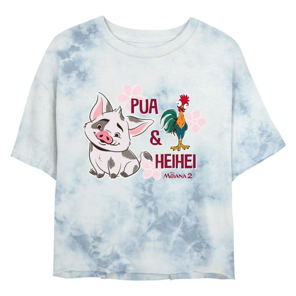 Junior's Moana 2 Pua & Heihei Movie Logo Graphic Crop T-Shirt