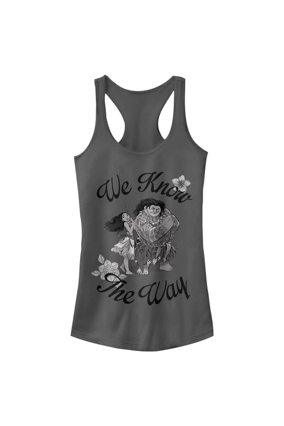 Junior's Moana Know the Way  Racerback Tank Top Charcoal Small