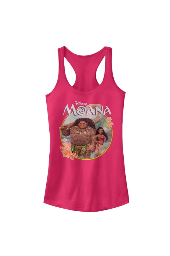 Junior's Moana & Maui Circle  Racerback Tank Top