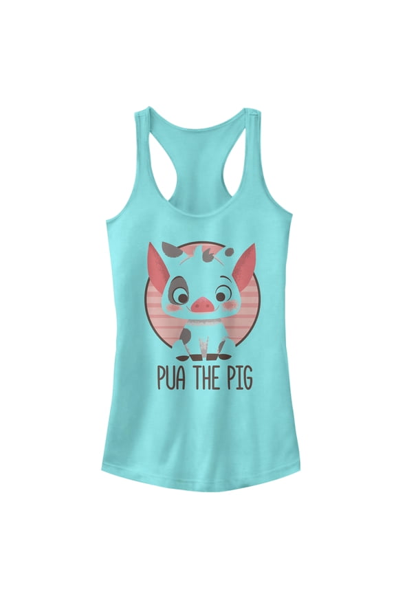Junior's Moana Pua the Pig  Racerback Tank Top Cancun Medium