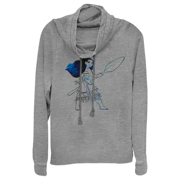 Junior's Moana Watercolor Print Cowl Neck Sweatshirt