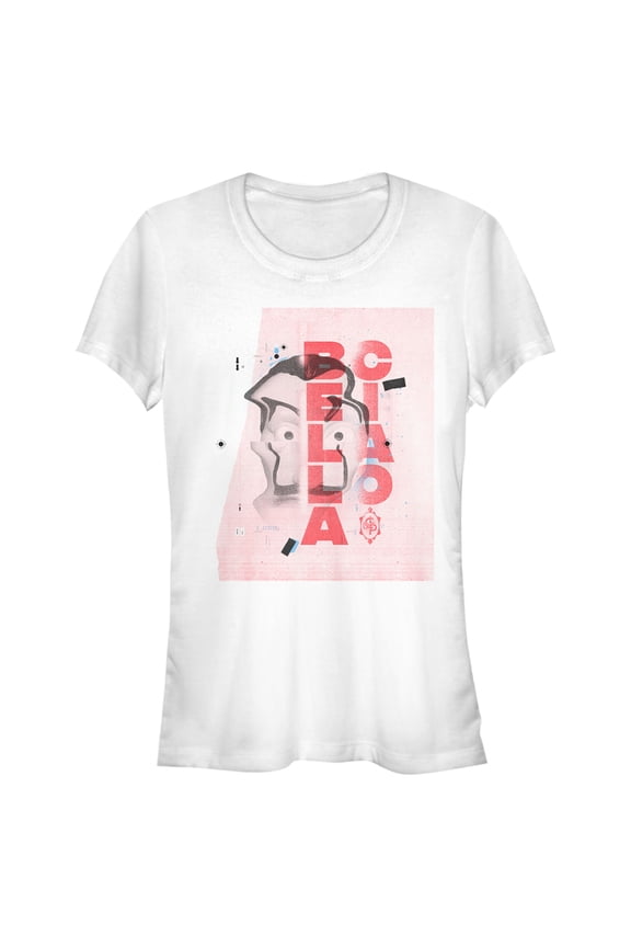 Junior's Money Heist Abstract Bella Ciao  Graphic Tee White Medium
