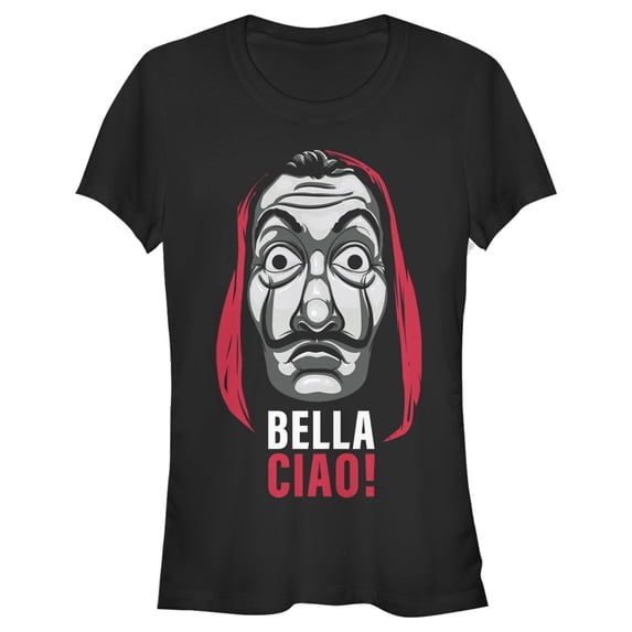 Junior's Money Heist Salvador Dali Mask Graphic Tee Black Small