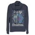 thumbnail image 1 of Junior's Monsters Inc Christmas Scary Monsters  Cowl Neck Sweatshirt Navy Blue Large, 1 of 3