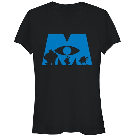 Junior's Monsters Inc Logo Silhouette  Graphic Tee Black Large