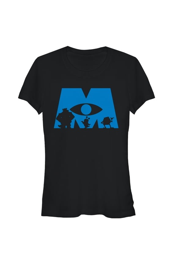 Junior's Monsters Inc Logo Silhouette Graphic Tee Black Medium