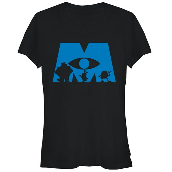 Junior's Monsters Inc Logo Silhouette  Graphic Tee Black X Large