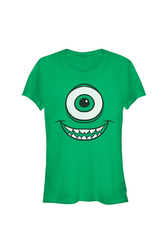 Junior's Monsters Inc Mike Wazowski Eye  Graphic Tee Kelly Green Large
