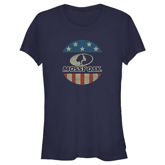 Junior's Mossy Oak American Flag Circle Logo  Graphic Tee Navy Blue X Large