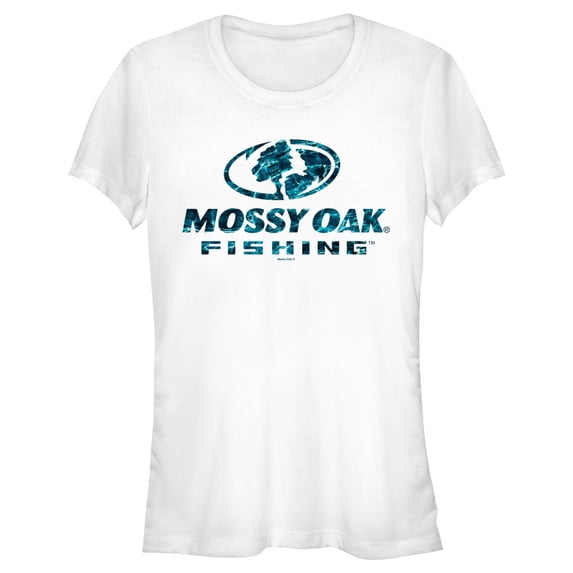 Junior's Mossy Oak Blue Water Fishing Logo Graphic Tee White 2X Large