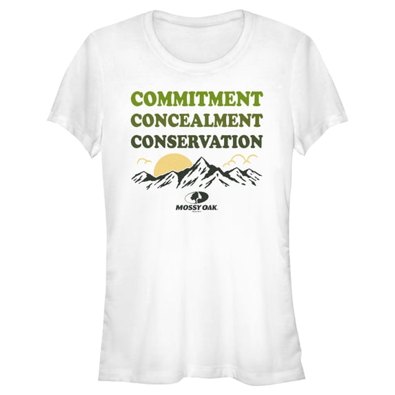 Junior's Mossy Oak Commitment Concealment Conservation Graphic Tee White Large