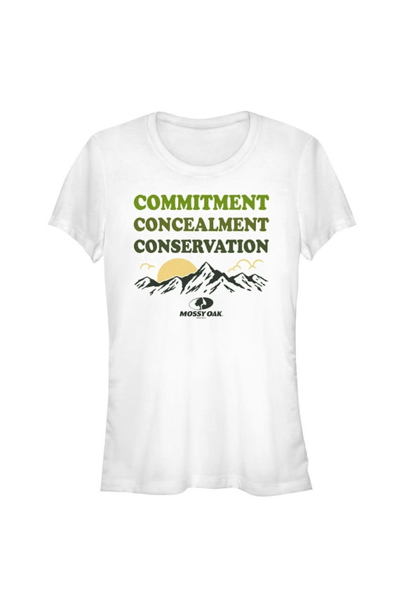 Junior's Mossy Oak Commitment Concealment Conservation Graphic Tee White Medium