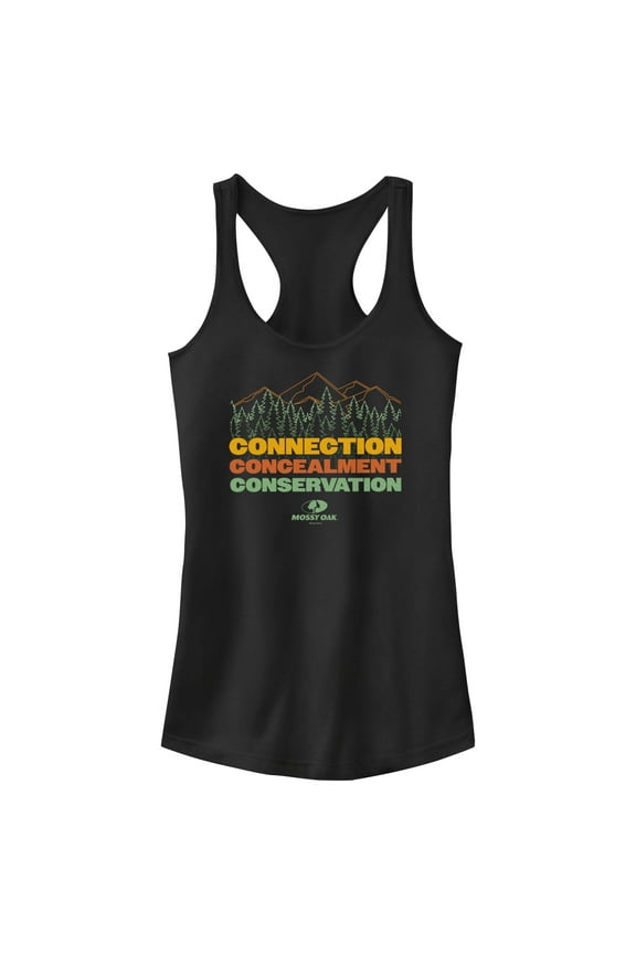Junior's Mossy Oak Connection Concealment Conservation Racerback Tank Top Black Large