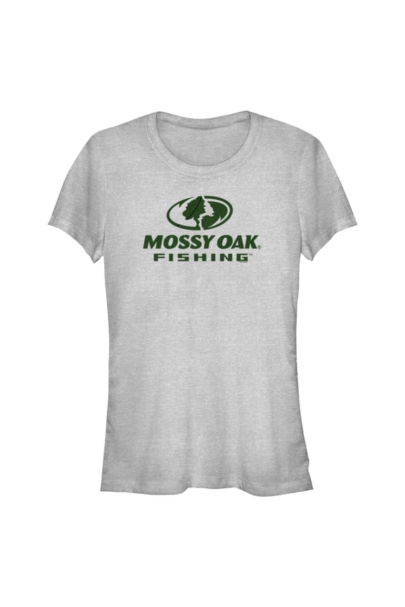Junior's Mossy Oak Fishing Logo Graphic Tee Athletic Heather Small