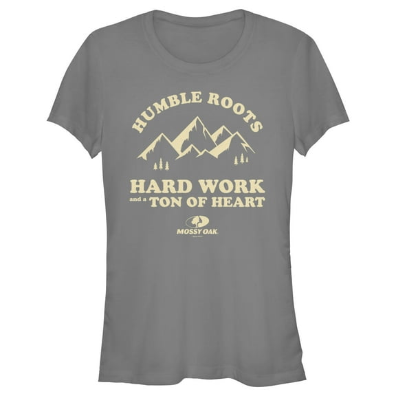 Junior's Mossy Oak Humble Roots Hard Work and a Ton of Heart Graphic Tee Charcoal 2X Large