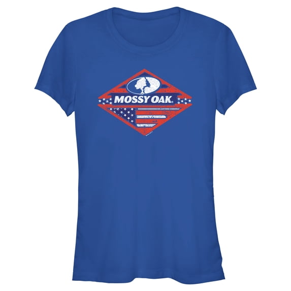 Junior's Mossy Oak Patriotic Forest Logo Graphic Tee Royal Blue Large