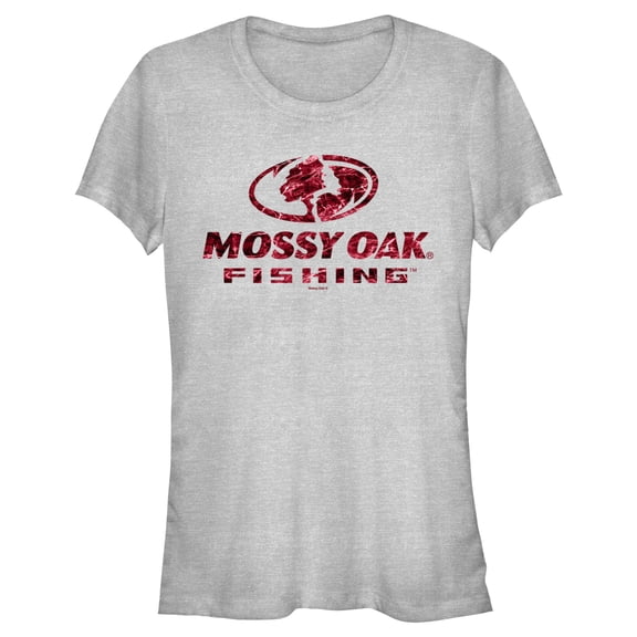 Junior's Mossy Oak Red Water Fishing Logo Graphic Tee Athletic Heather Medium
