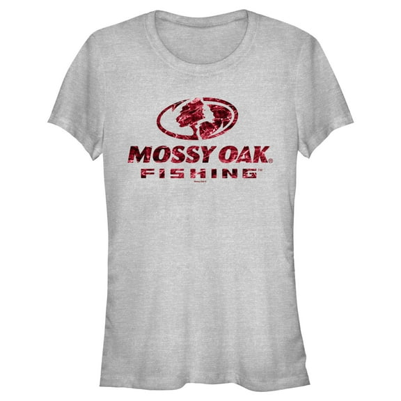 Junior's Mossy Oak Red Water Fishing Logo  Graphic Tee Athletic Heather X Large