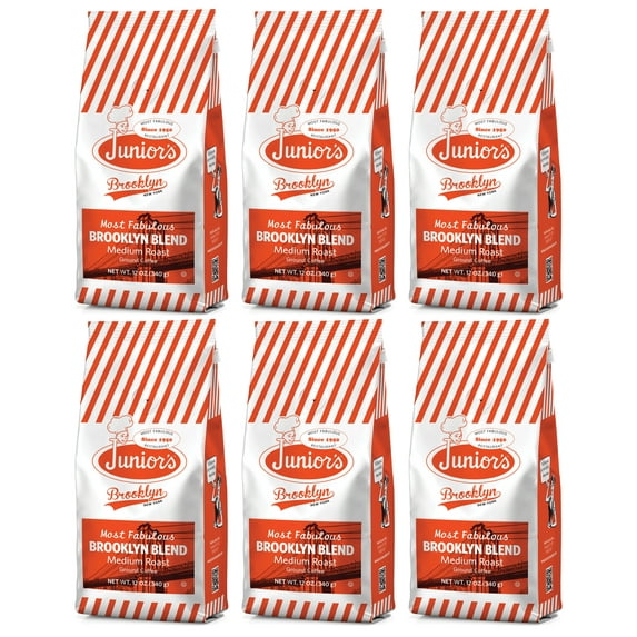 Junior's Most Fabulous Brooklyn Blend, Medium Roast Ground Coffee, 6/12 oz bags