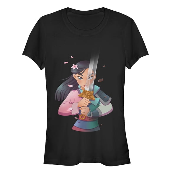 Junior's Mulan Anime Reflection Graphic Tee Black Small