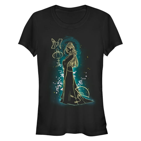 Junior's Mulan Blossom Beauty Graphic Tee Black Small