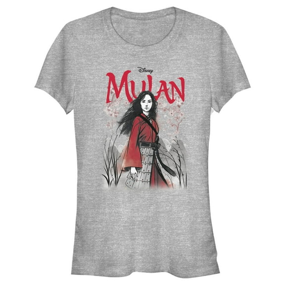 Junior's Mulan Blossom Pose  Graphic Tee Athletic Heather Medium