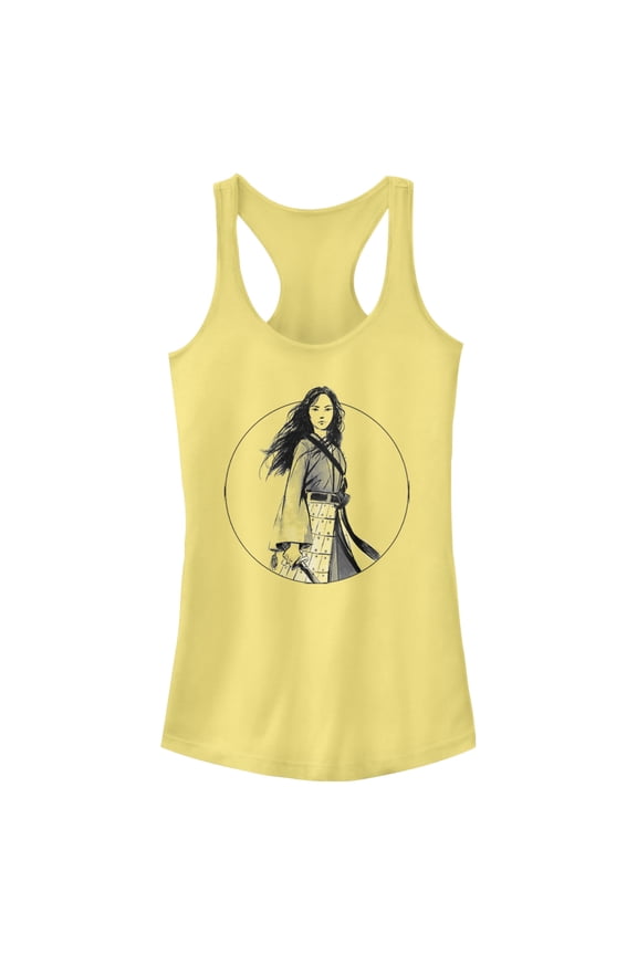 Junior's Mulan Classic Circle Racerback Tank Top Banana Medium