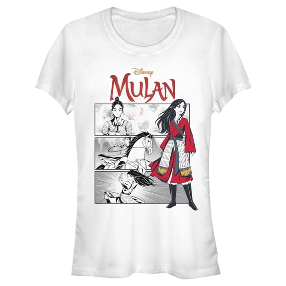 Junior's Mulan Classic Panels Graphic Tee White Large