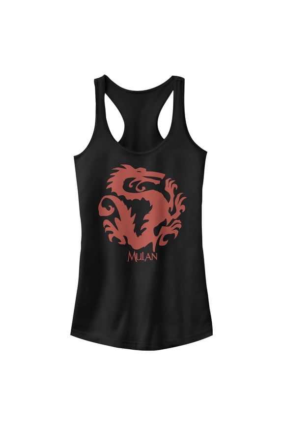 Junior's Mulan Dragon Symbol  Racerback Tank Top Black Large