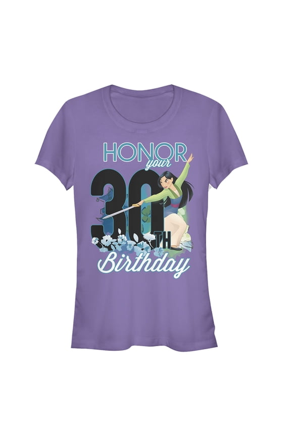 Junior's Mulan Honor Your 30th Birthday Graphic Tee Purple Large