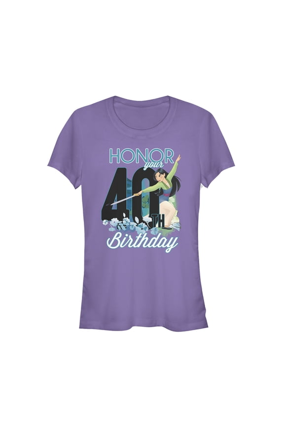 Junior's Mulan Honor Your 40th Birthday Graphic Tee Purple Large
