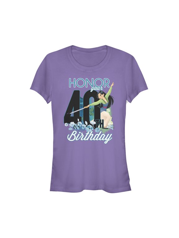 Junior's Mulan Honor Your 40th Birthday Graphic Tee Purple Small