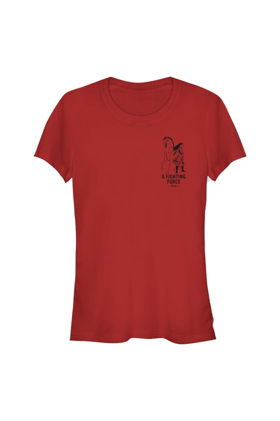 Junior's Mulan & Khan Badge Graphic Tee Red 2X Large