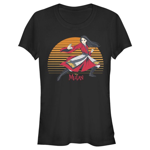 Junior's Mulan Sunset Pose Graphic Tee Black 2X Large