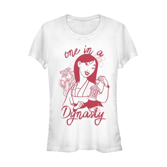 Junior's Mulan Valentine One in a Dynasty Graphic Tee White Small