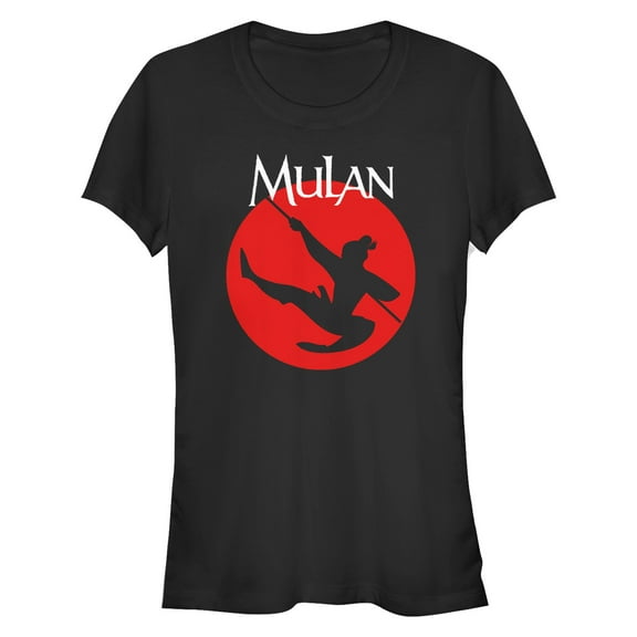 Junior's Mulan Warrior Silhouette  Graphic Tee Black 2X Large